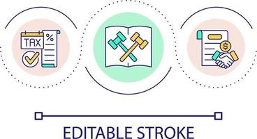 bokföring och Rättslig avgifter slinga begrepp ikon. betalande skatter lagligt abstrakt aning tunn linje illustration. löpning små företag. isolerat översikt teckning. redigerbar stroke vektor