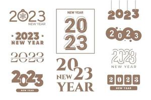 2023 ny år logotyp text design uppsättning. 2023 siffra design mall. kalender enkel ikon. modern abstrakt baner. vektor grafisk illustartion