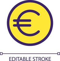 euro mynt pixel perfekt rgb Färg ui ikon. valuta och pengar. gyllene euro cent. enkel fylld linje element. gui, ux design för mobil app. vektor isolerat piktogram. redigerbar stroke