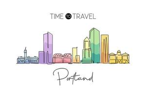 eine einzige Strichzeichnung der Skyline von Portland Vereinigte Staaten. historische Stadtlandschaft der Welt. bestes Urlaubsziel. editierbarer Schlaganfall trendige durchgehende Linie zeichnen Design-Vektorillustration vektor