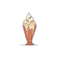 eine durchgehende Strichzeichnung von frischem, köstlichem, süßem Milchshake-Restaurant-Logo-Emblem. Gesundes Getränk Café Shop Logo Vorlage Grafikkonzept. moderne einzeilige zeichnen design vektorgrafiken illustration vektor