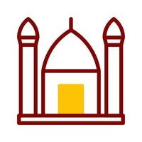 moské ikon duotone röd gul stil ramadan illustration vektor element och symbol perfekt.