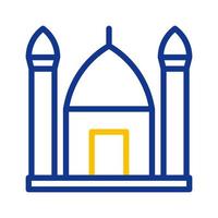 moské ikon duofärg blå gul stil ramadan illustration vektor element och symbol perfekt.