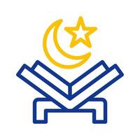 quran ikon duofärg blå gul stil ramadan illustration vektor element och symbol perfekt.