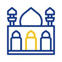 moské ikon duofärg blå gul stil ramadan illustration vektor element och symbol perfekt.