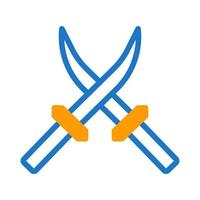 Schwert Symbol Duotone Blau Orange Stil Militär- Illustration Vektor Heer Element und Symbol perfekt.