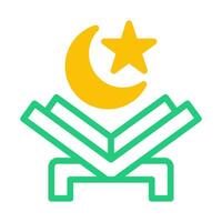 Koran Symbol Duotone Grün Gelb Stil Ramadan Illustration Vektor Element und Symbol perfekt.