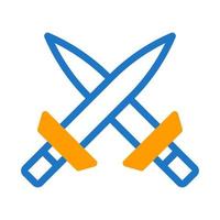 Schwert Symbol Duotone Blau Orange Stil Militär- Illustration Vektor Heer Element und Symbol perfekt.
