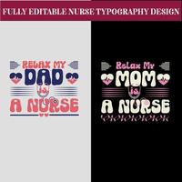 sjuksköterska pappa mamma typografi t skjorta design vektor
