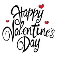 Text des glücklichen Valentinstags mit dekorativen Herzsymbolen für Valentinstagsthema und -hintergrund vektor