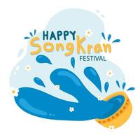 Songkran Tag, Wasser im Schüssel Wasser Spritzen Design auf Blau Hintergrund. Songkran Festival Illustration. vektor