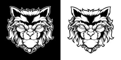 schwarz und Weiß Wolf Kopf Logo Illustration vektor