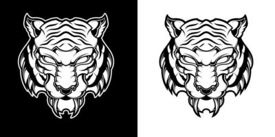 schwarz und Weiß Tiger Kopf Logo Illustration vektor