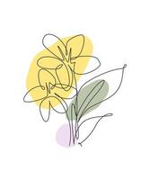 en enda linje ritning skönhet jasmin blomma vektor illustration. minimal tropisk blommig stil, kärleksromantiskt koncept för affisch, väggdekoratryck. modern kontinuerlig linje grafisk ritdesign
