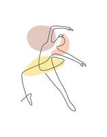 en enda linje ritning sexig kvinna skönhet ballerina vektor illustration. vacker balettdansare visar dansrörelsekoncept. minimalistiska väggdekor affisch tryck. modern kontinuerlig linje grafisk ritdesign