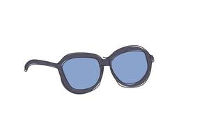 Eine durchgehende Strichzeichnung moderner Sonnenbrillen für das Logo des optischen Shops. Mode-Stil Brille Logo Symbol Vorlage Konzept. trendige Single-Line-Draw-Design-Vektor-Illustration vektor