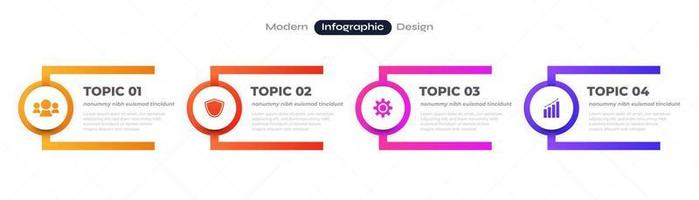 modern Infografik Design Vorlage mit 4 Optionen oder Schritte. können Sein benutzt zum Präsentation, Arbeitsablauf Layout, Diagramm, oder jährlich Bericht. Zeitleiste Diagramm Präsentation Design vektor