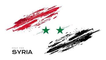 Syrien Flagge mit Bürste bewirken mit beten zum Syrien Text vektor