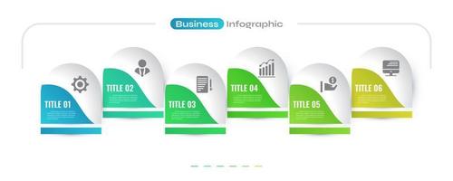 Geschäft Infografik Design Vorlage mit 6 Optionen oder Schritte. können Sein benutzt zum Präsentation, Arbeitsablauf Layout, Diagramm, oder jährlich Bericht vektor