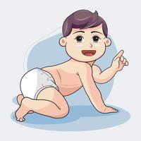 süß Baby Junge zeigen oben Vektor Illustration Profi herunterladen