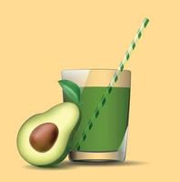 gesund und lecker Avocado Smoothie im ein Glas transparent Glas mit ein Stroh. das Glas ist transparent mit irgendein Hintergrund. Sommer- Grün Obst trinken. Vektor im eps10 Format, Nein Raster Auswirkungen