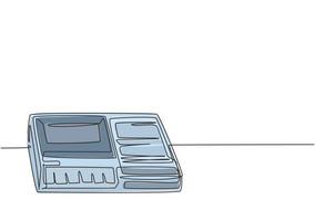 eine durchgehende Strichzeichnung des alten klassischen analogen tragbaren Tonbandgeräts im Retro-Stil. Vintage mobile Sound- und Voice-Recorder-Element-Konzept einzeilige Grafik zeichnen Design-Vektor-Illustration vektor