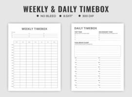 wöchentlich und Täglich Zeit Box oder Zeitplan Planer vektor