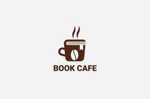 kopp med bok begrepp. bok Kafé logotyp mall begrepp. kaffe affär. vektor