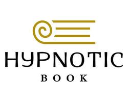hypnotisch Symbol und Magie Buch Logo Design. vektor