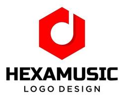 Musik- Notation Symbol und Hexagon gestalten Logo Design. vektor