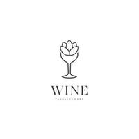 Wein Glas Traube Blume Logo Design Vektor Vorlage