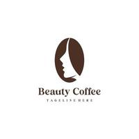 Kaffee Mädchen Frau Schönheit Bohne Logo Design vektor