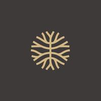 cirkel träd rötter trä minimalistisk guld logotyp isolerat på en svart bakgrund design inspiration vektor