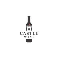 vin slott med en flaska logotyp design vektor illustration