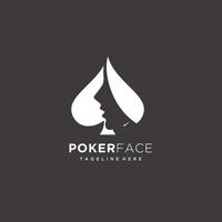 Poker Gesicht As Dame Kasino Logo Design Symbol Vektor Silhouette Gesicht Mädchen