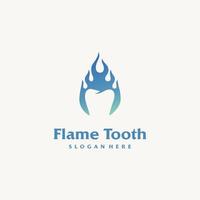 Feuer Flamme Zahn zum Dental Zahnarzt Logo Design Symbol Vektor