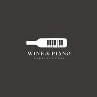 piano vin musik bar begrepp logotyp design vektor tecken illustration mall