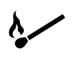 Verbrennung Spiel Symbol. hölzern Stock zum Anzündholz Feuer mit brennbar Schwefelsäure Kopf zum bequem Erstellen Feuer und Heizung oben Vektor Essen
