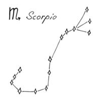 hand dragen scorpio zodiaken tecken esoterisk symbol klotter astrologi ClipArt element för design vektor