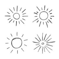 hand dragen abstrakt Sol symbol. sommar klotter uppsättning. vektor element för design