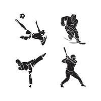 Fußball, Eishockey, amerikanisch Fußball Spieler, und Karateka einstellen Sammlung tätowieren Illustration vektor