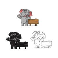 färg bok elefant spädbarn tecknad serie karaktär vektor