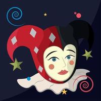 isolerat clown gycklare avatar med harlekin hatt vektor illustration