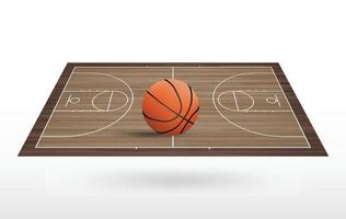 Basketballball im Basketballplatzbereich. mit hölzernem Musterhintergrund. Vektor. vektor