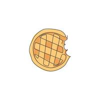 en enda linjeteckning av färska våfflor bites butik logotyp grafisk vektorillustration. frukost mat café meny och restaurang märke koncept. modern kontinuerlig linjeritning design street food logotyp vektor