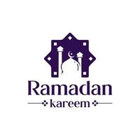 ramadan kareem design, med moské silhuett och islamic prydnad, islamic logotyp, religion vektor