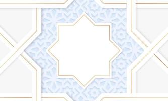 Weiß Luxus Ornament Muster Hintergrund mit dekorativ Ornament Rand rahmen. Arabisch islamisch Vorlage Design. Vektor Illustration