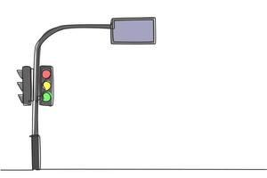 eine einzelne Strichzeichnung einer Ampel, die die Countdown-Zeit verwendet, um die Verkehrsteilnehmer über die verbleibende Haltezeit und die Fahrzeit zu informieren. moderne durchgehende Linie zeichnen Design-Grafik-Vektor-Illustration. vektor