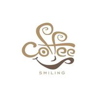 kaffe leende logotyp varumärke, symbol, design, grafisk, minimalistisk.logotyp vektor