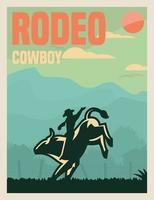 årgång vykort rodeo cowboy vektor